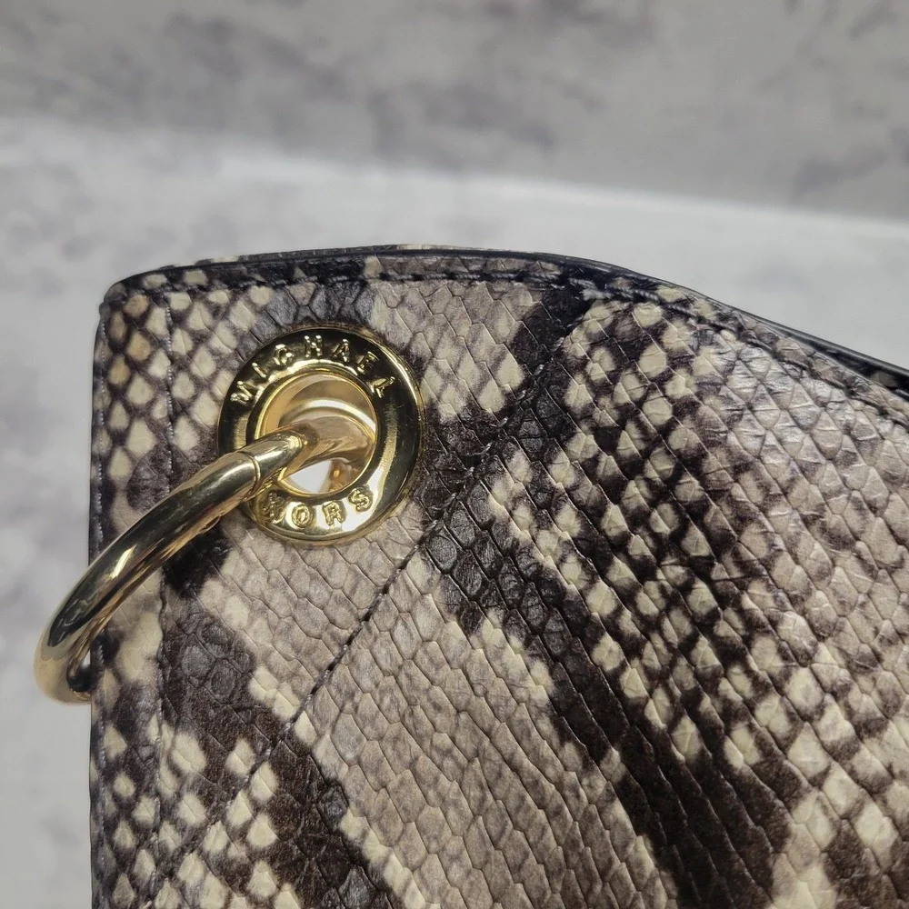 Michael Kors Gold Studded Large Hobo with Shoulder Strap Snake Skin‎ Print